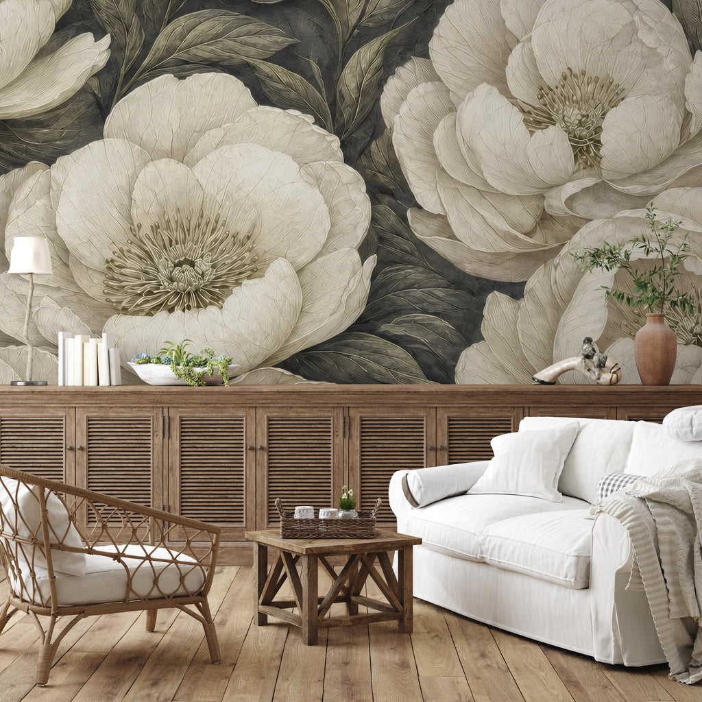 Sage Noir — Bold Florals Luxury Wallpaper Mural