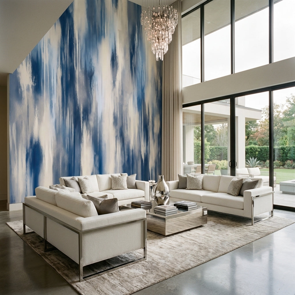 Bold Washed Ikat - Abstract Luxury Wallpaper Murals