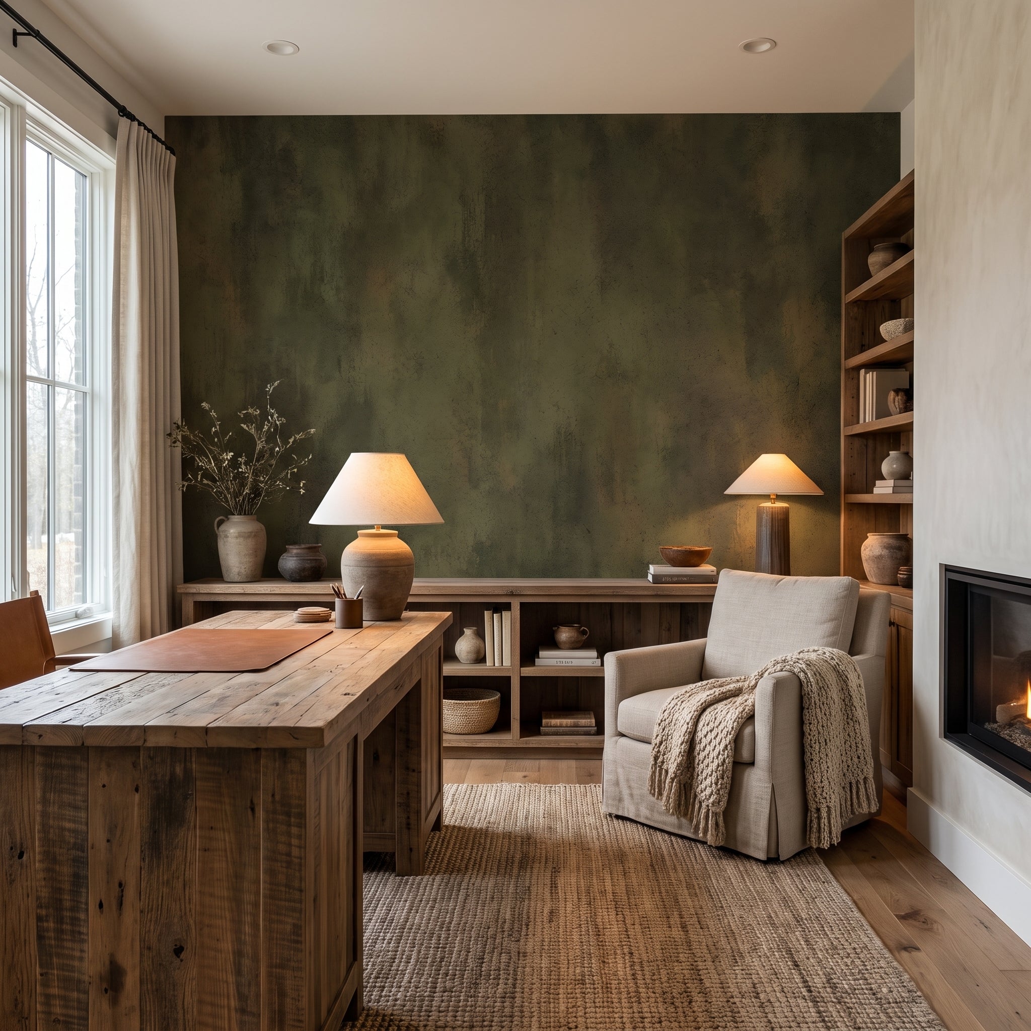 Worn Olive  —  Luxe Textures Luxury Wallpaper Mural