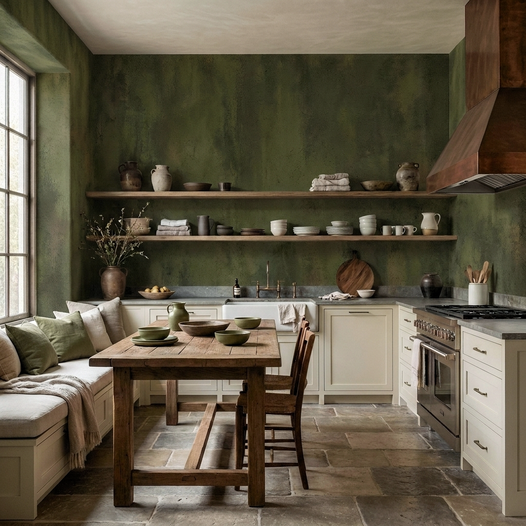 Worn Olive  —  Luxe Textures Luxury Wallpaper Mural
